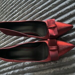 Elegant Red Satin Women's Shoes